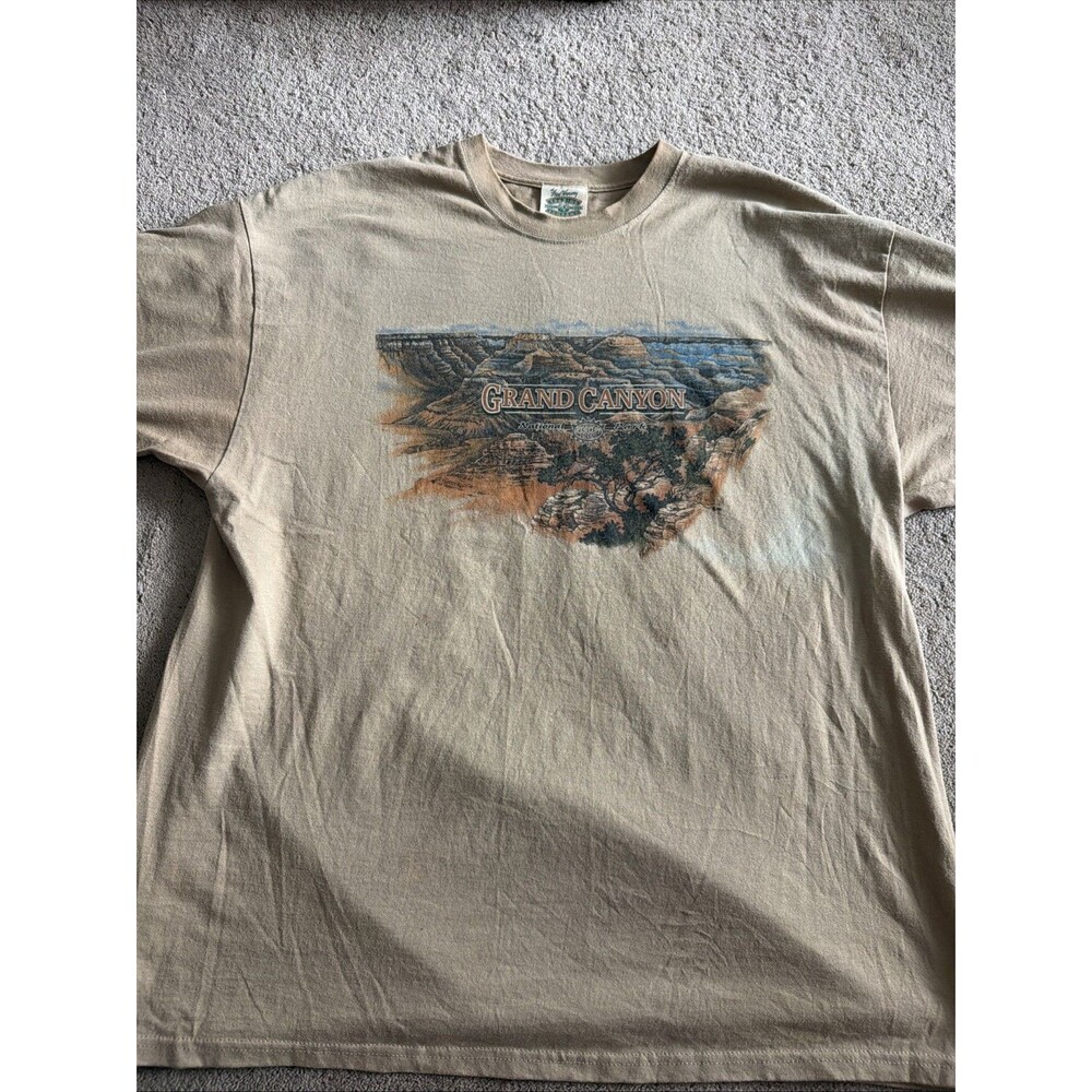 Vtg Tan Fred Harvey Trading Company Grand Canyon National Park T-shirt Mens 2XL